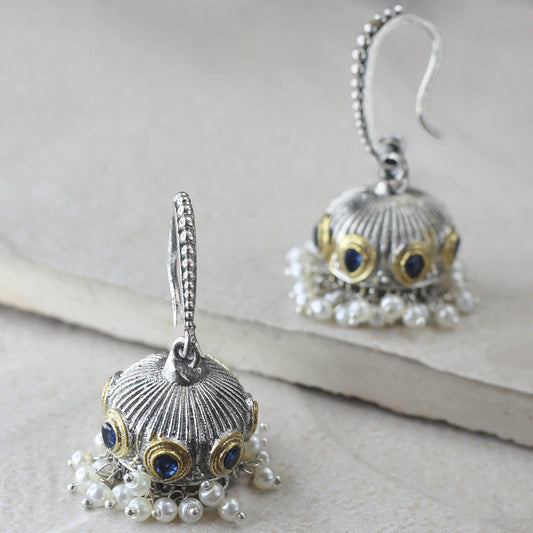 Tribal Hook Jhumke I Blue I Earring