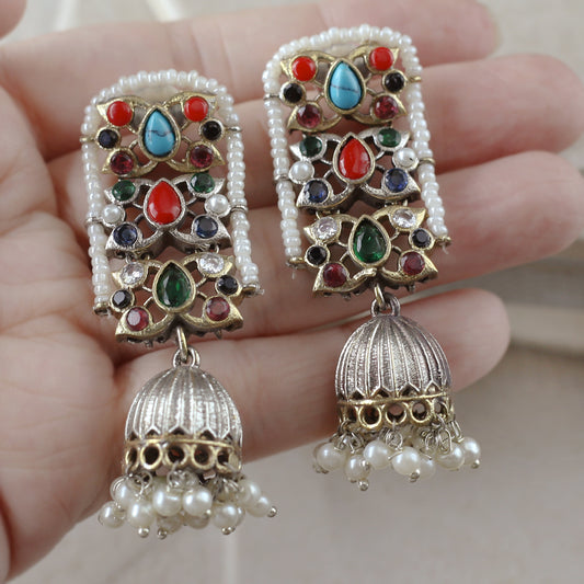 Tribal Pearl Jhumke I Multicolour I Earring