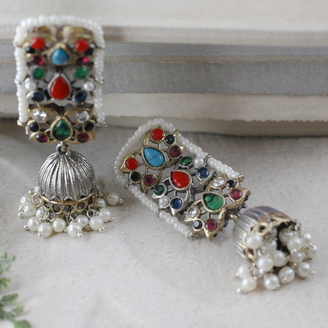 Tribal Pearl Jhumke I Multicolour I Earring