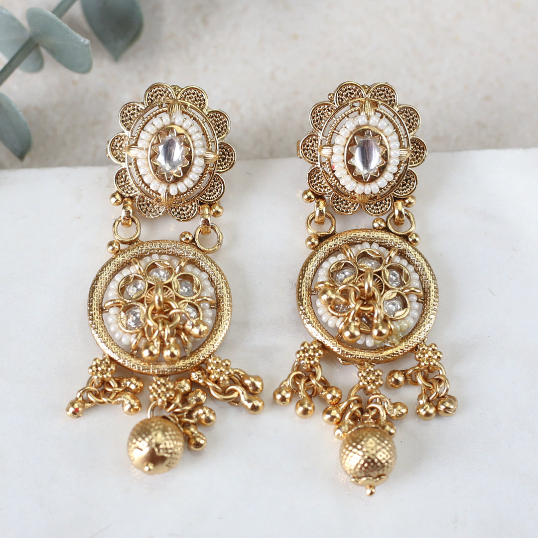 Flower White Drop Earring