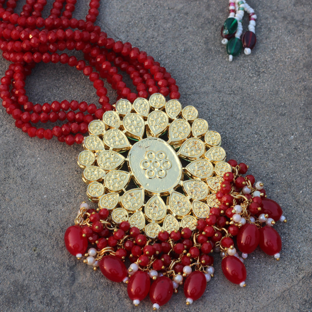 Red Kundan Long Mala