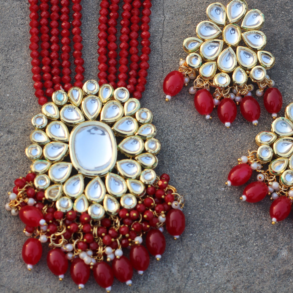 Red Kundan Long Mala
