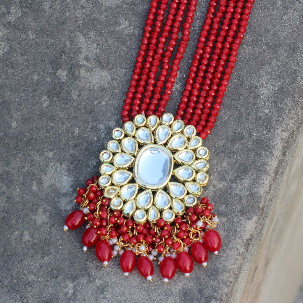Red Kundan Long Mala