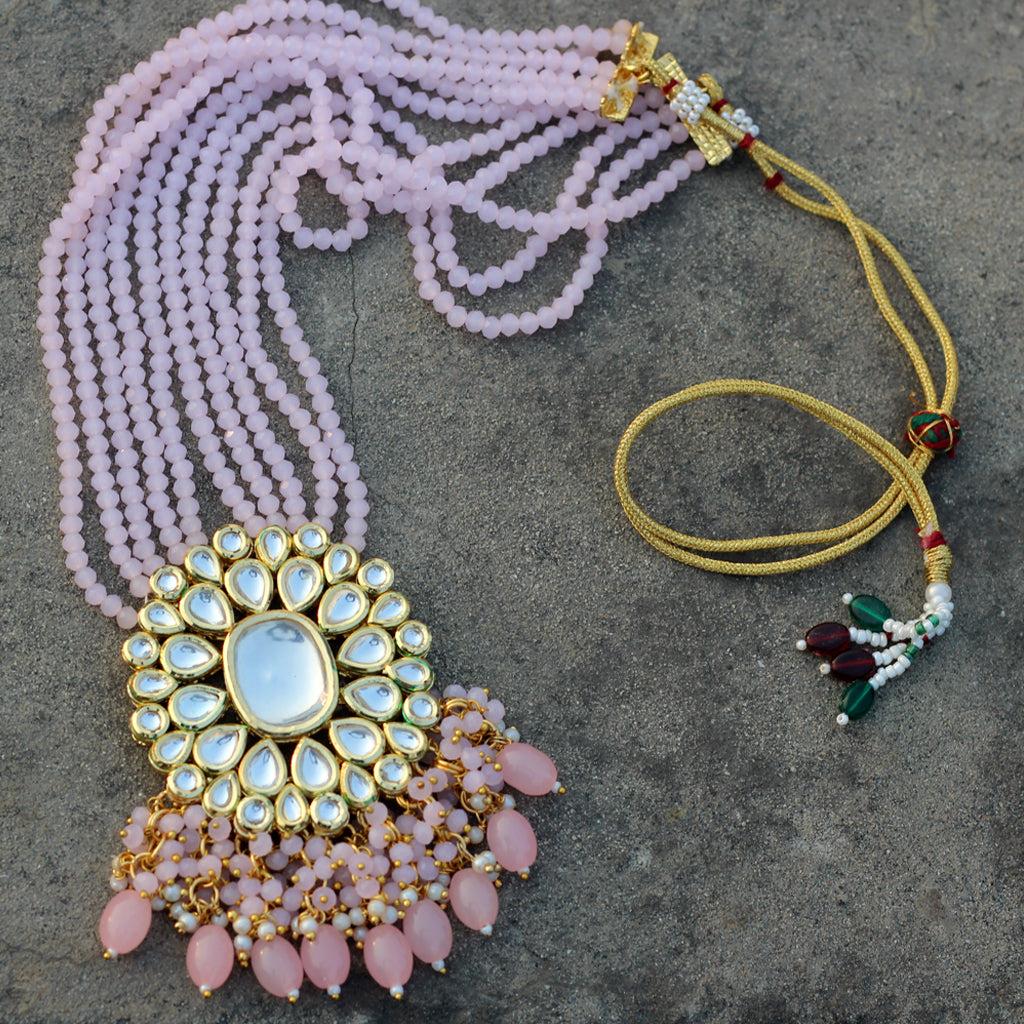 Pink Kundan Long Mala