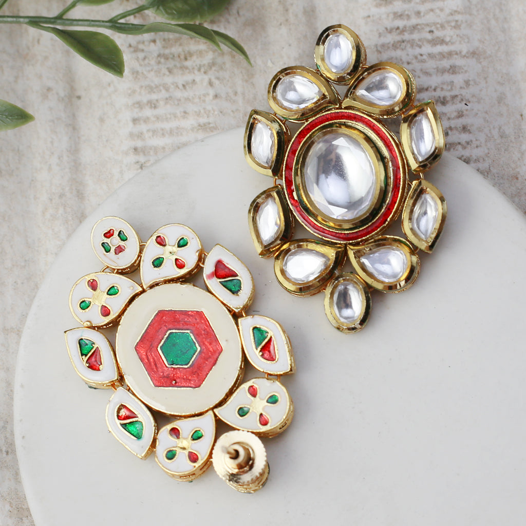Statement Kundan Ruby Earring
