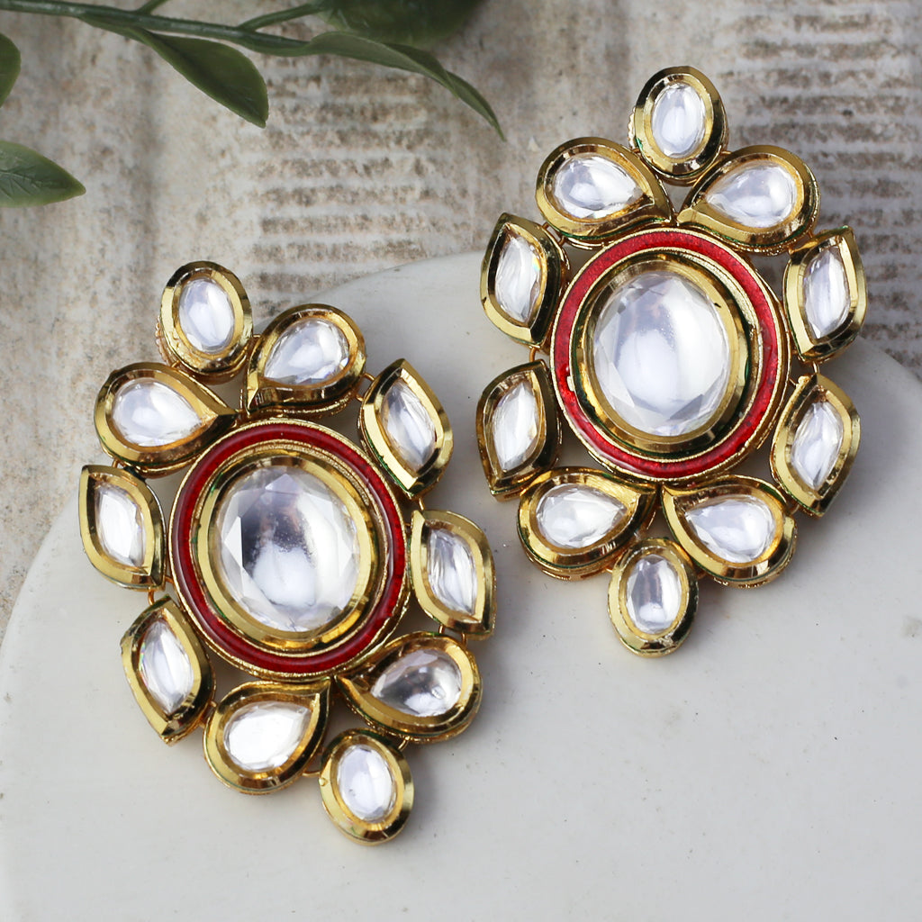 Statement Kundan Ruby Earring