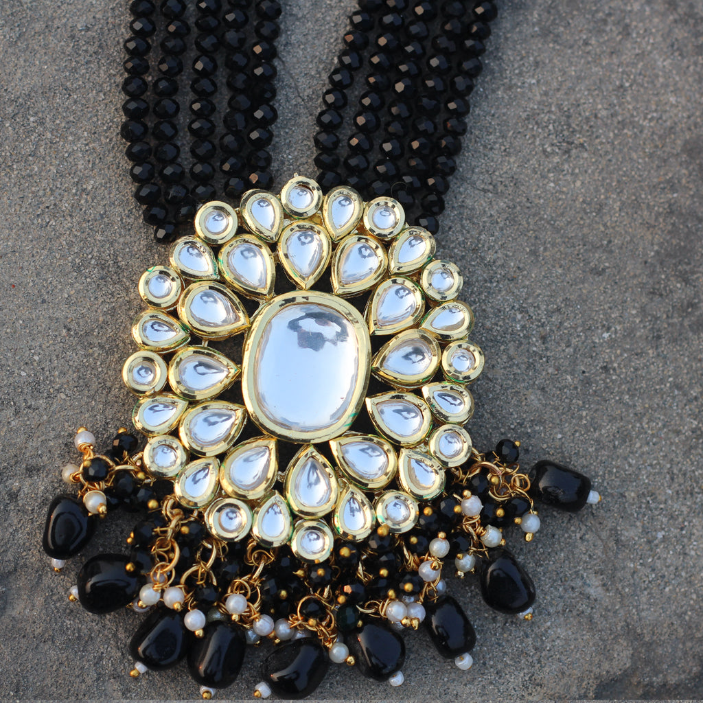 Black Kundan Long Mala