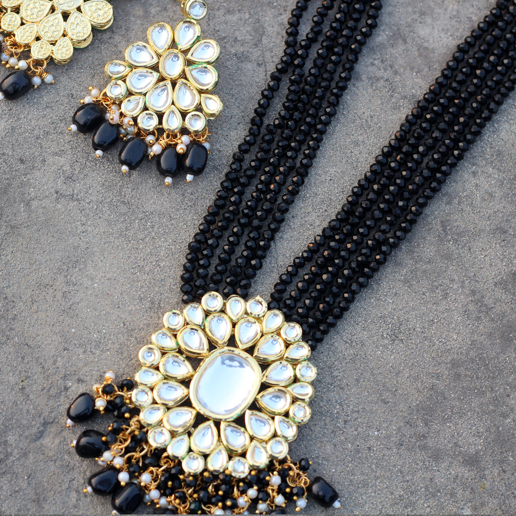 Black Kundan Long Mala