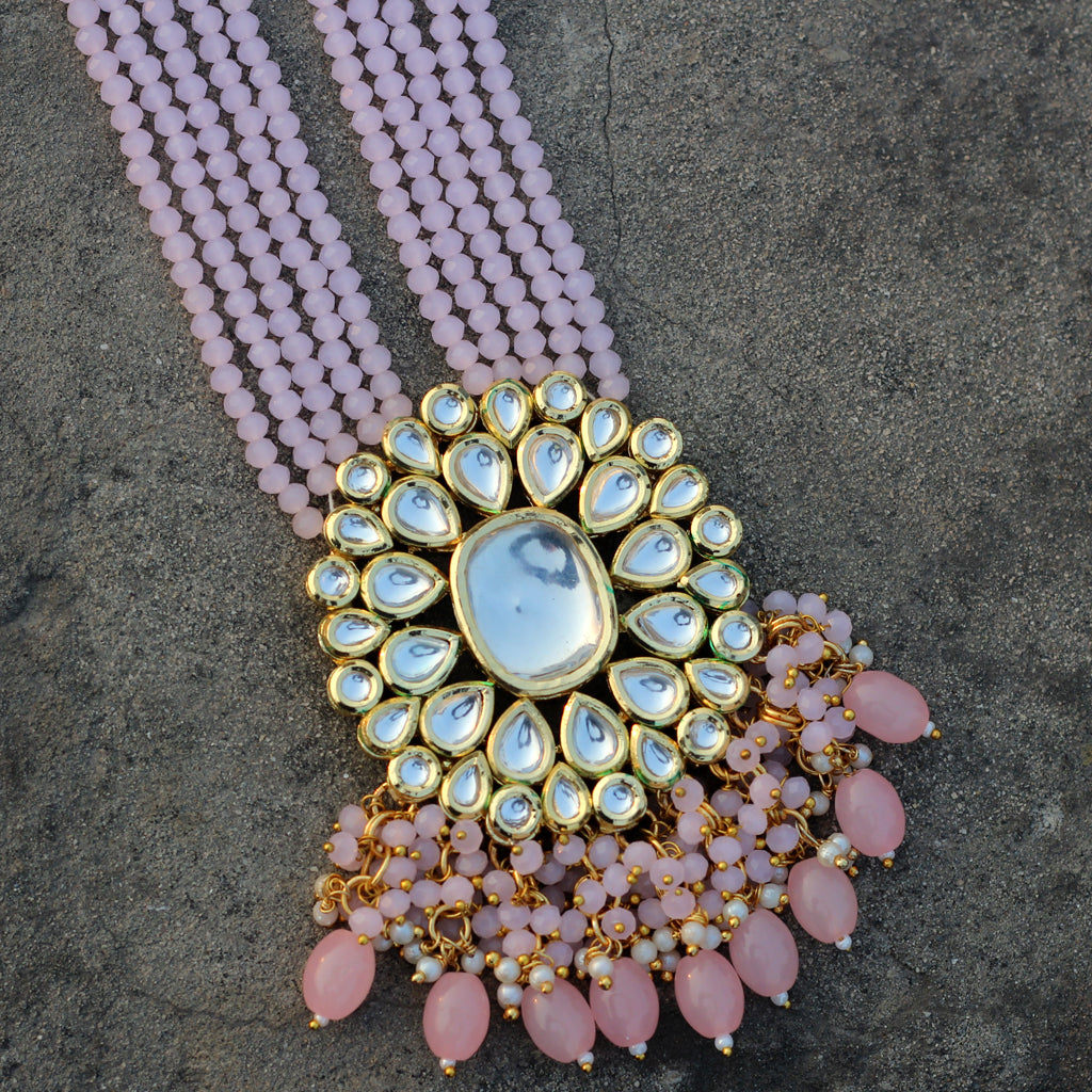Pink Kundan Long Mala
