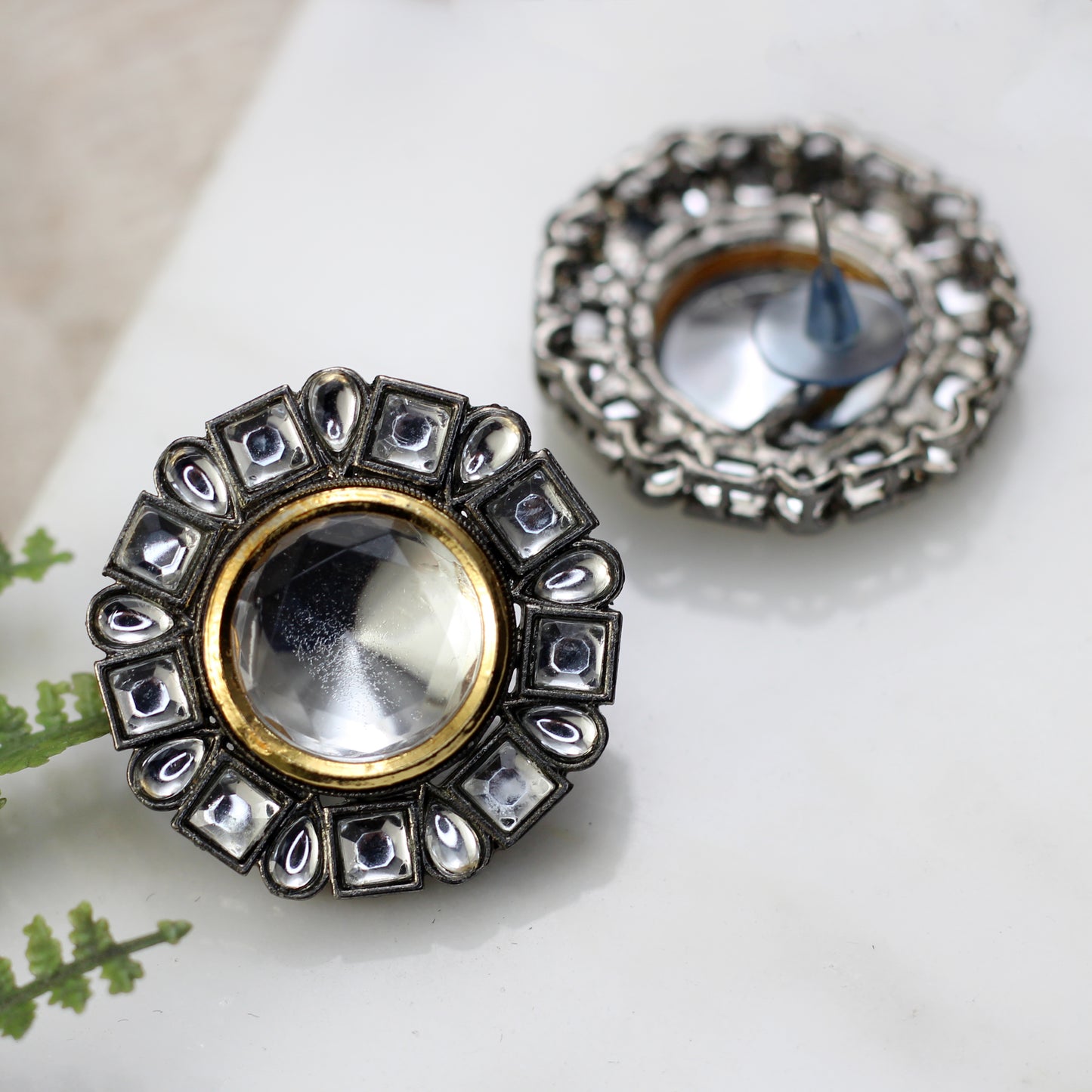Black / Gold Statement Stud Earring