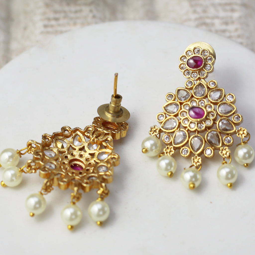 Ruby Pearl Drop Earring