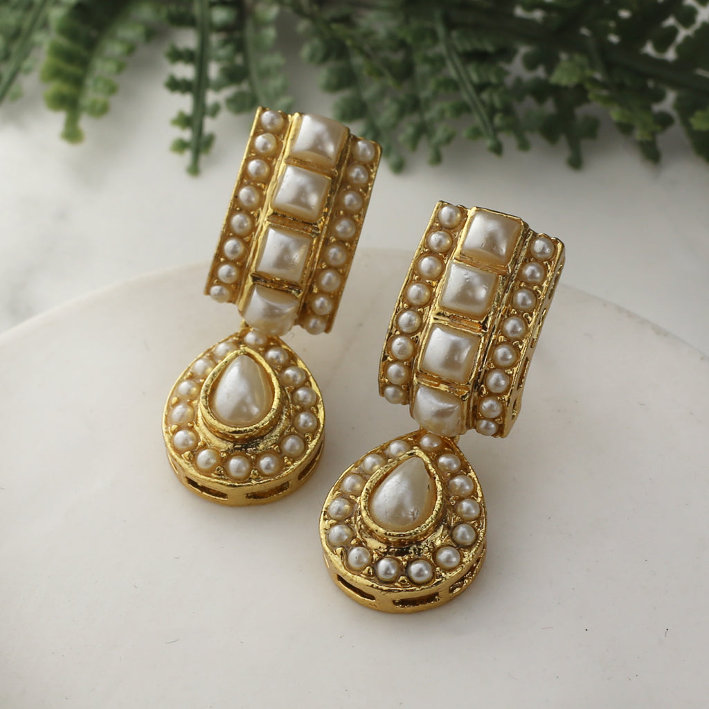 White Pearl Drop Earring - Rabal