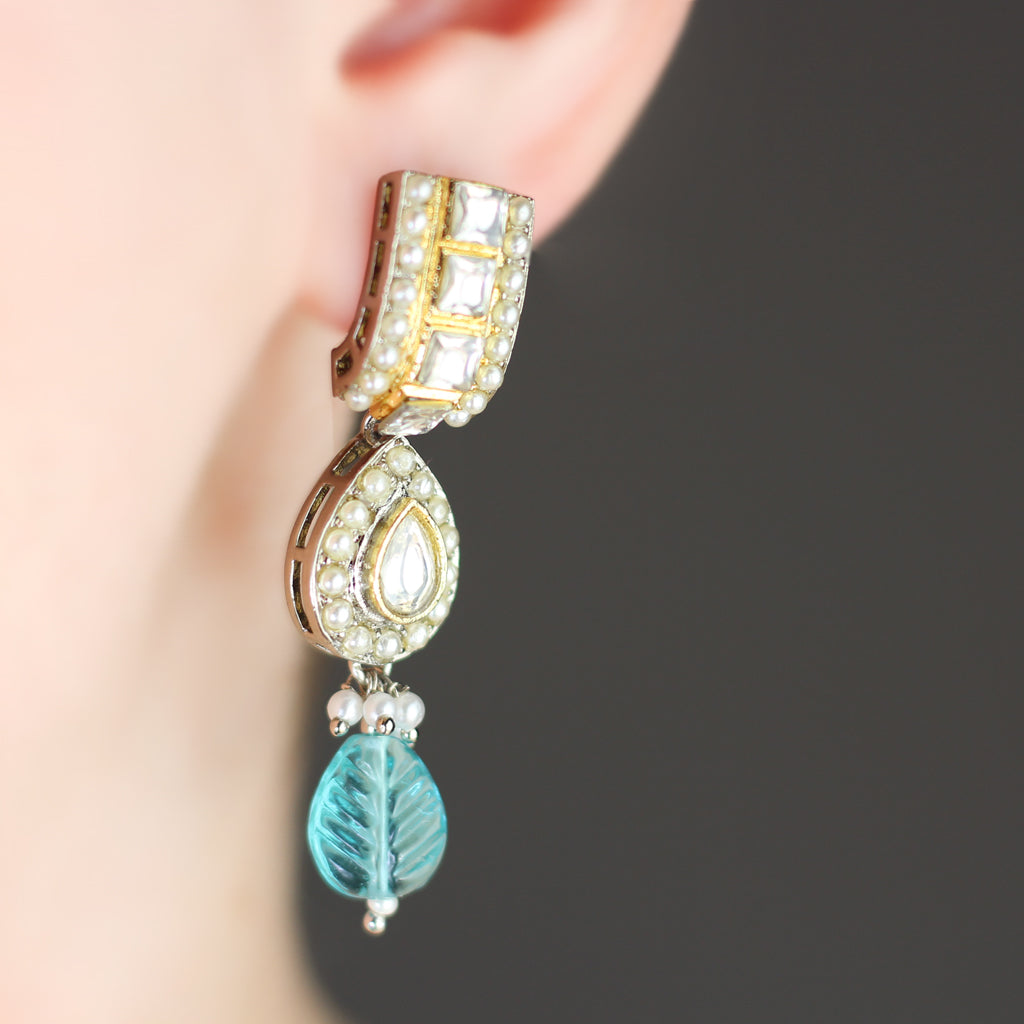 Light Blue Statement Pearl Drop Earring