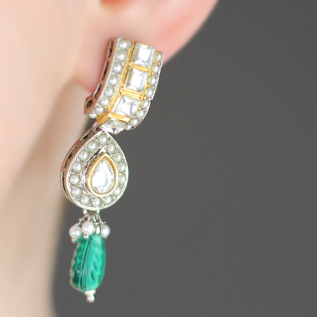 Green Statement Pearl Drop Earring