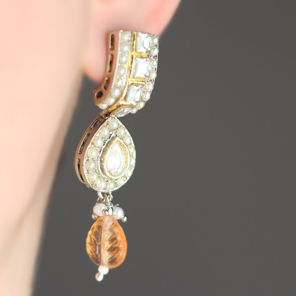 Peach Statement Pearl Drop Earring