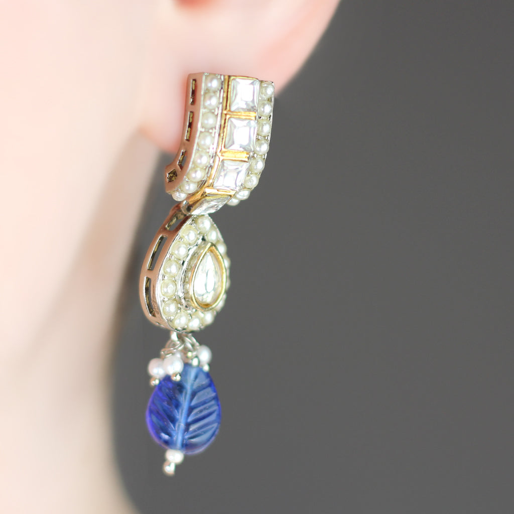 Blue Statement Pearl Drop Earring