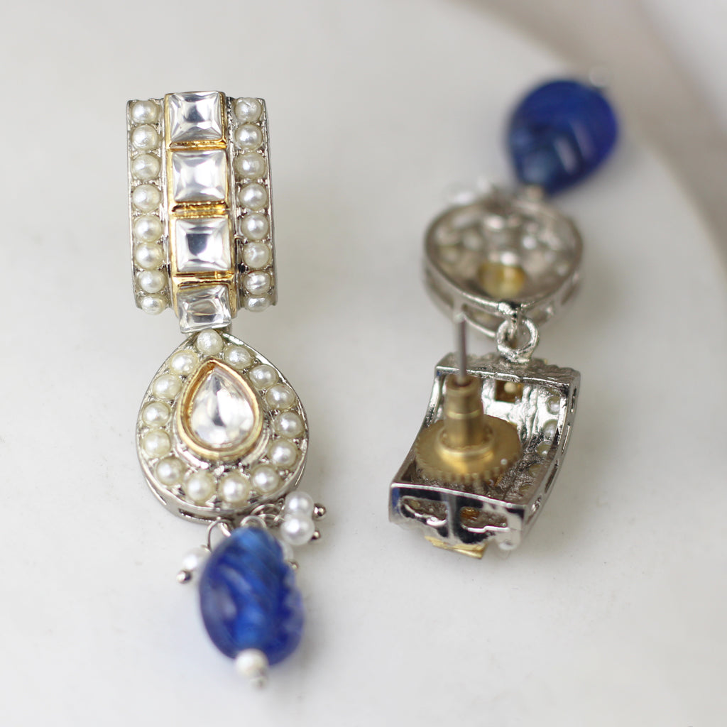 Blue Statement Pearl Drop Earring