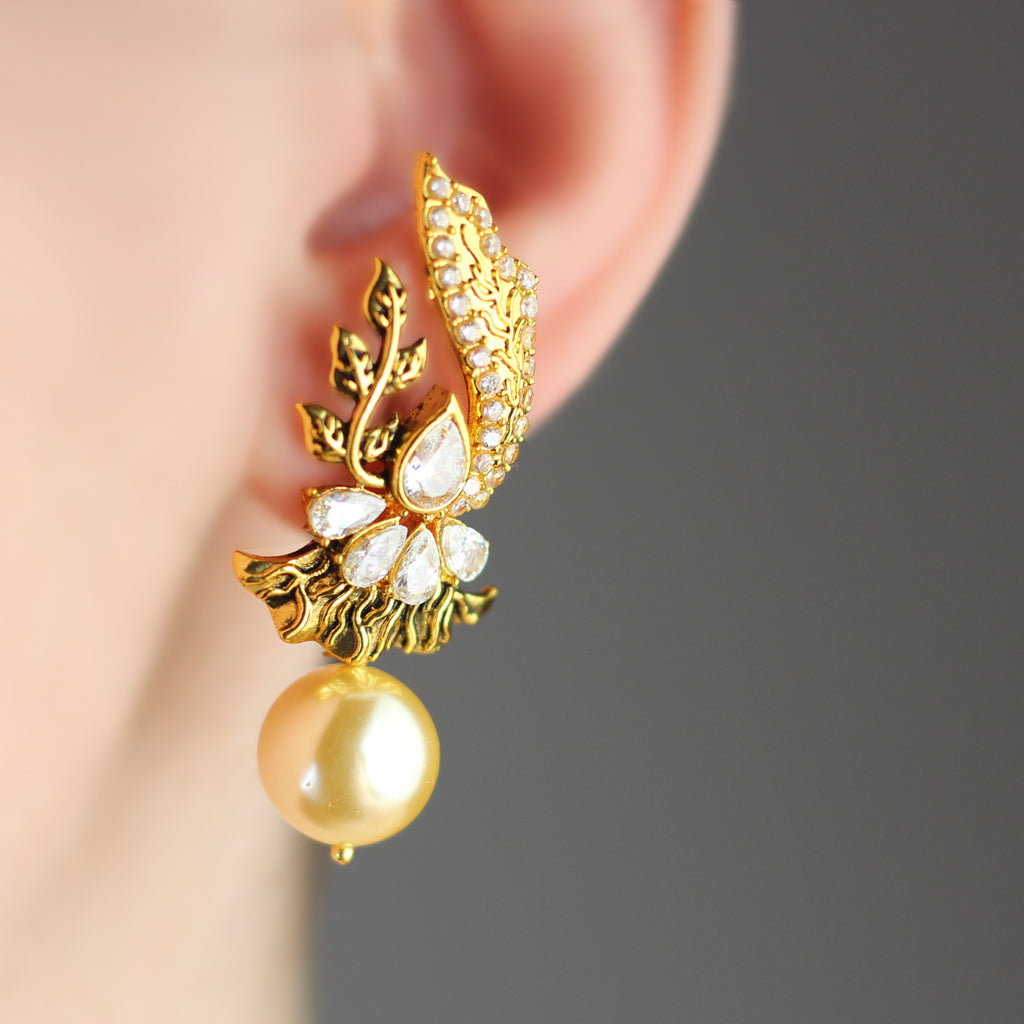 White Statement Flower Drop Earring