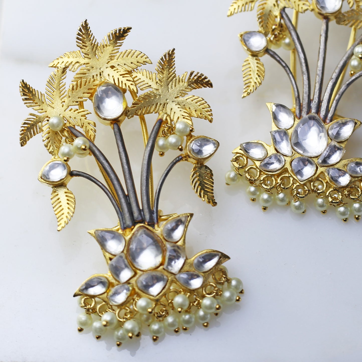 Statement Palm Kundan Drop Earring
