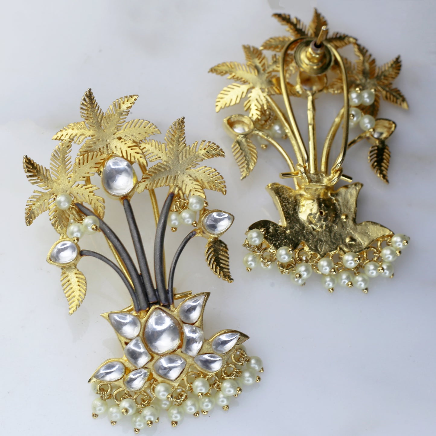 Statement Palm Kundan Drop Earring