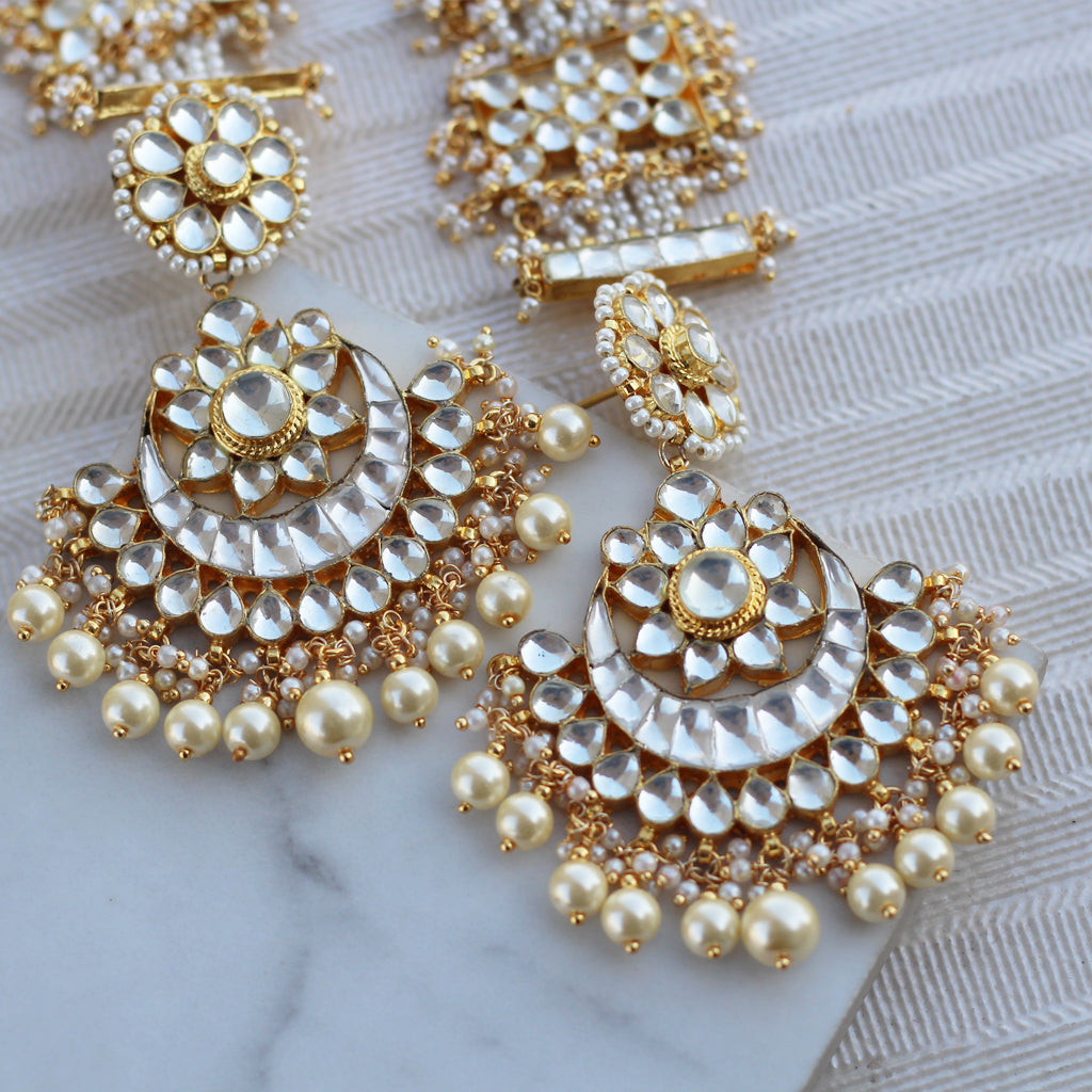 White Pearl Bridal Kundan Statement Earring