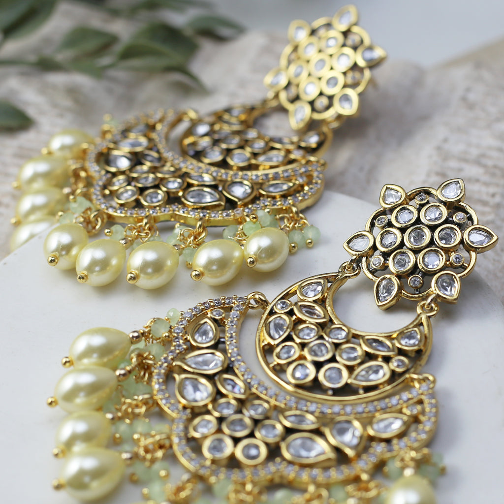 Kundan Mint Statement Drop Earring