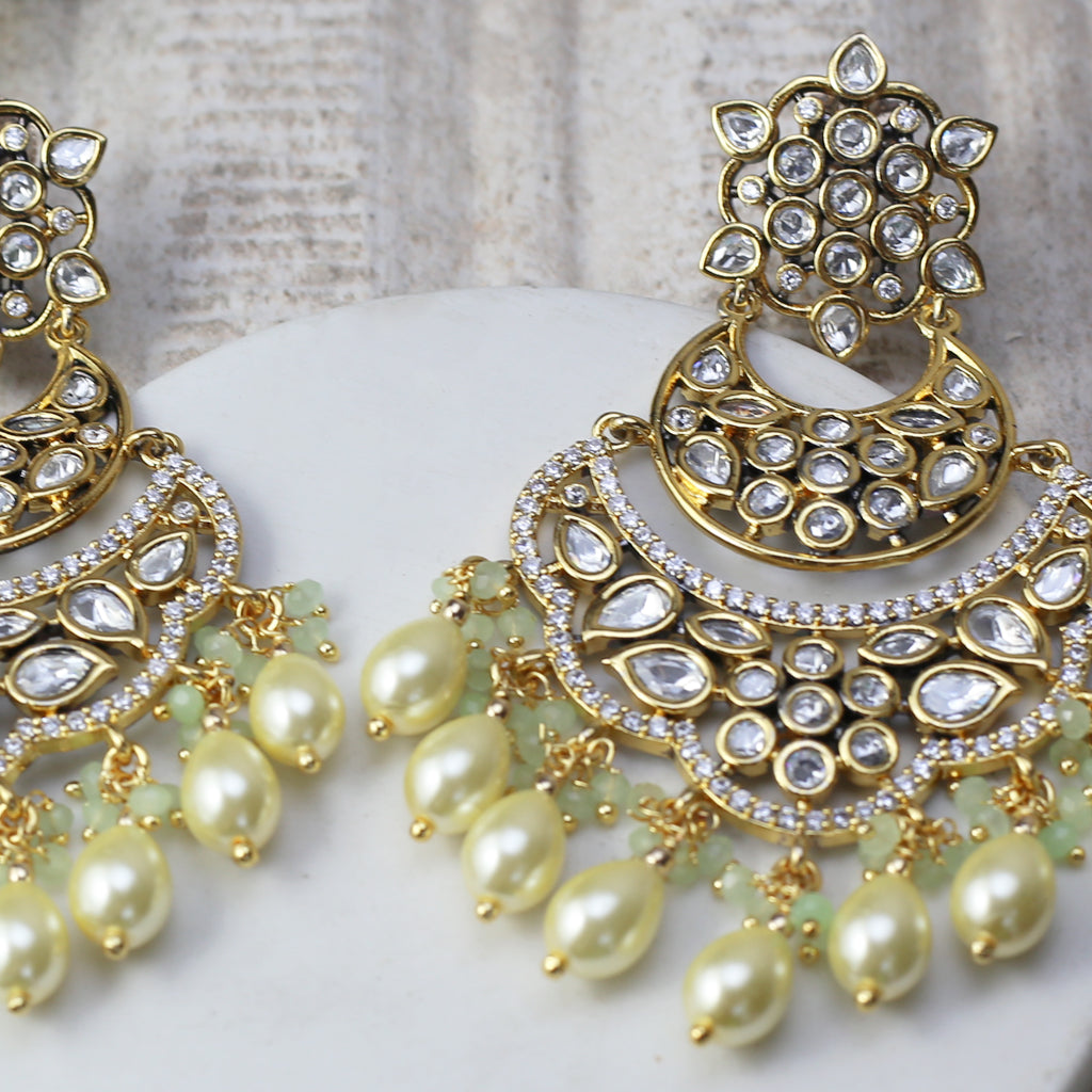 Kundan Mint Statement Drop Earring