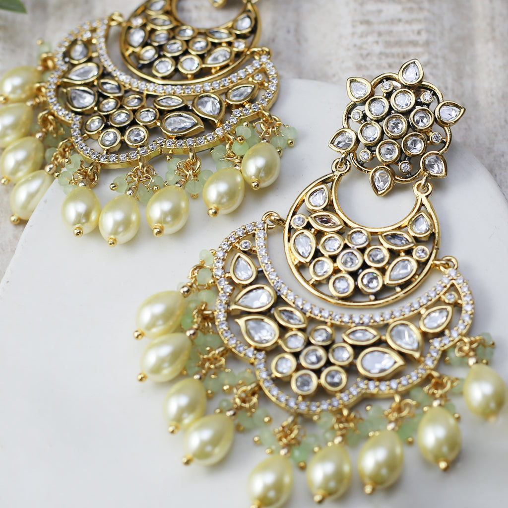 Kundan Mint Statement Drop Earring