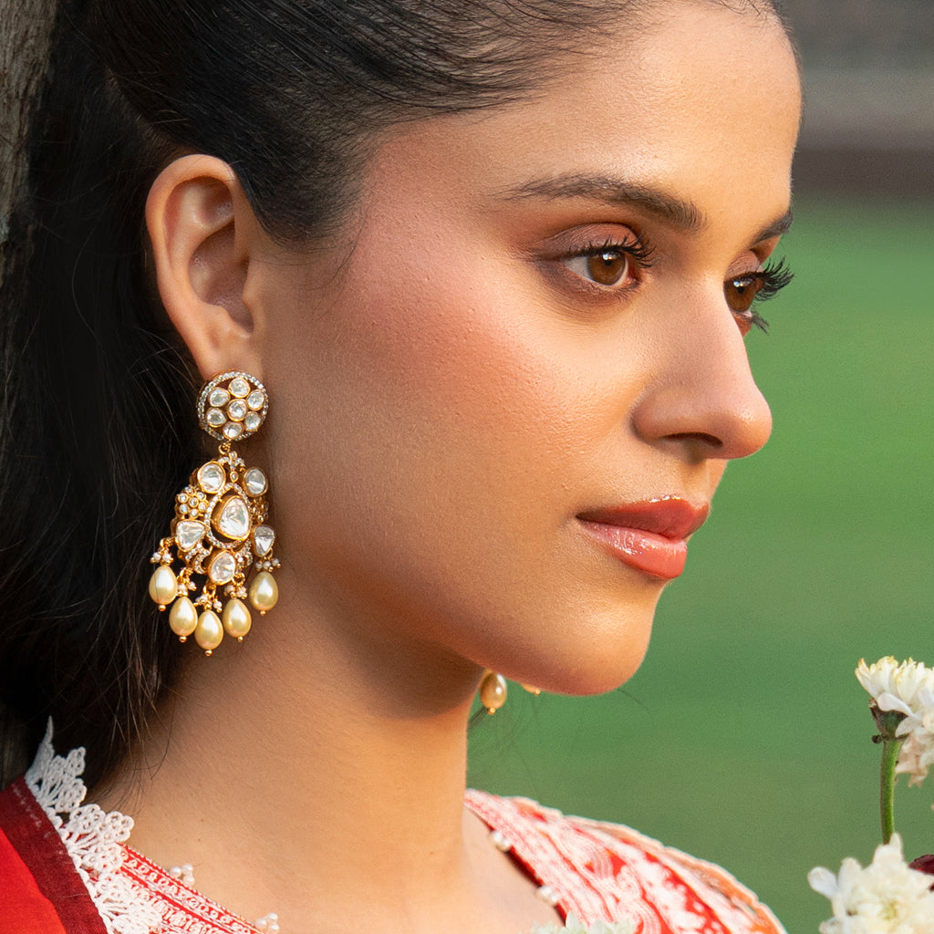 Statement Kundan Drop Earring
