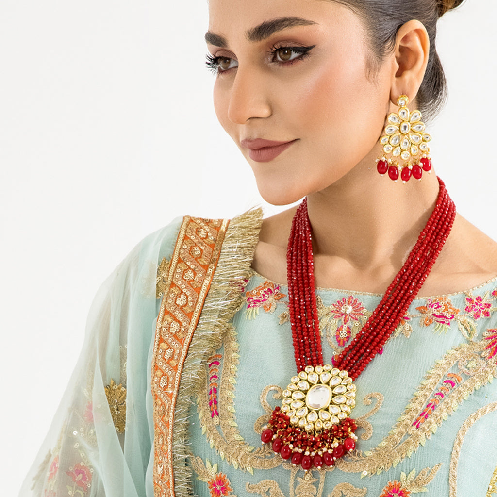 Red Kundan Long Mala
