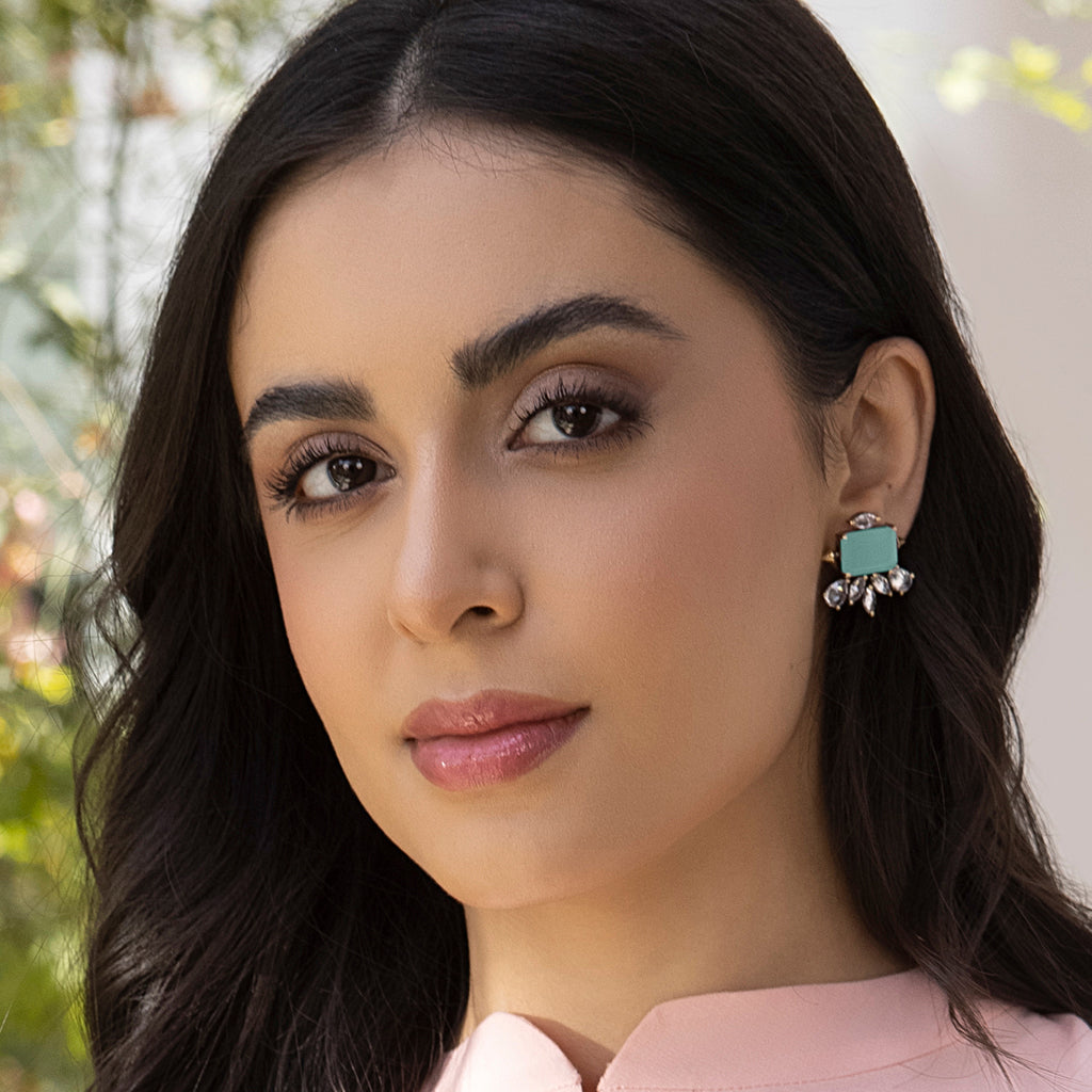 Mint Zircon Designer Stud Earring