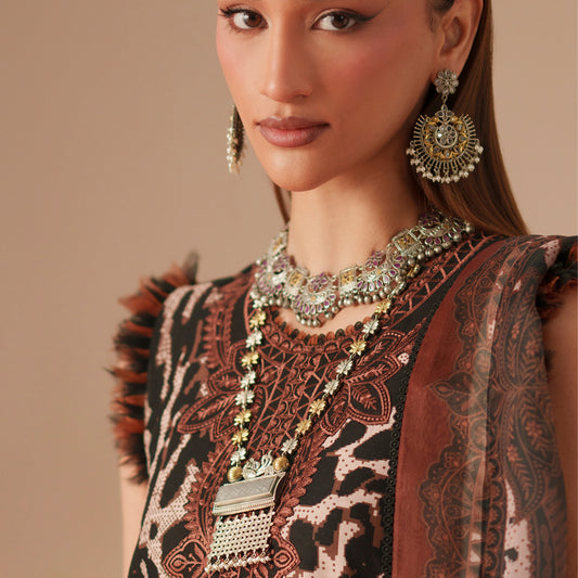 Grey Peacock Long Mala - Rabal