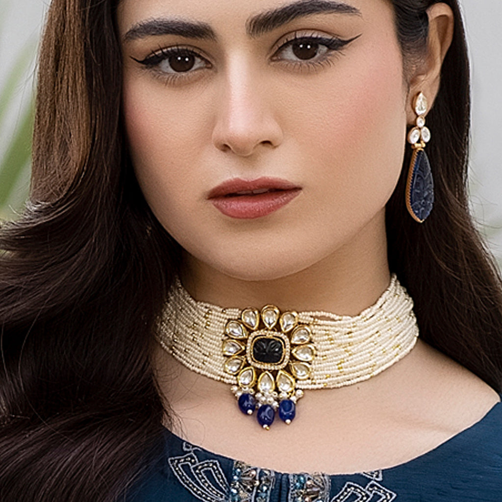 Statement Kundan Blue Choker I Necklace