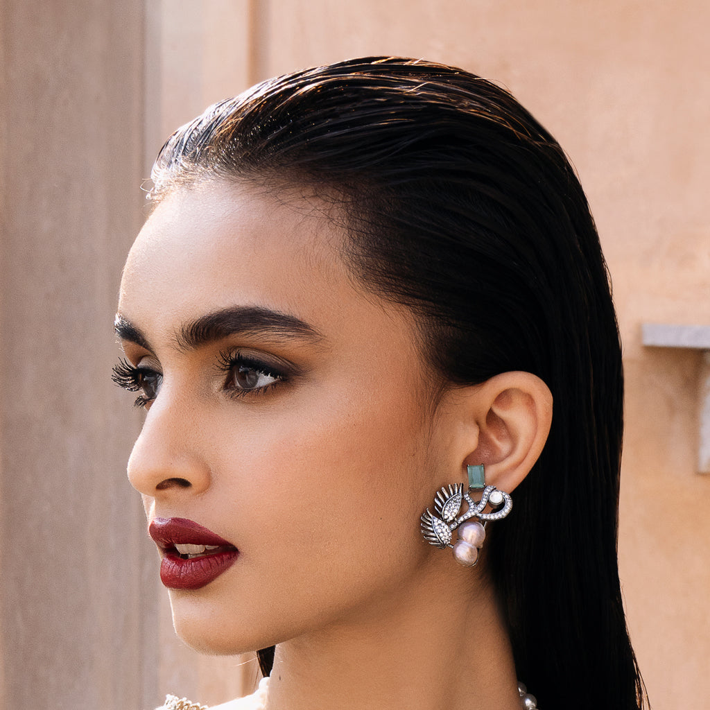 Ruby Statement Pearl Earring
