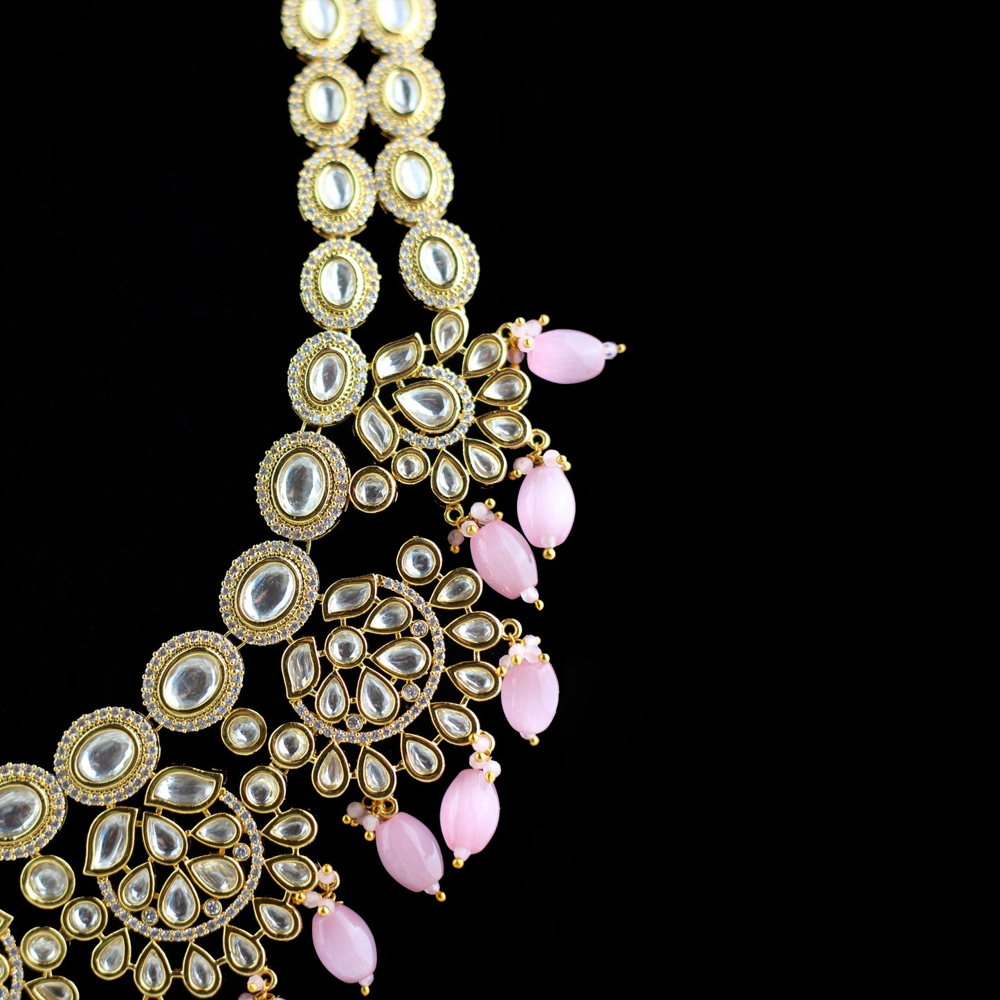 Pink Statement Kundan Mala