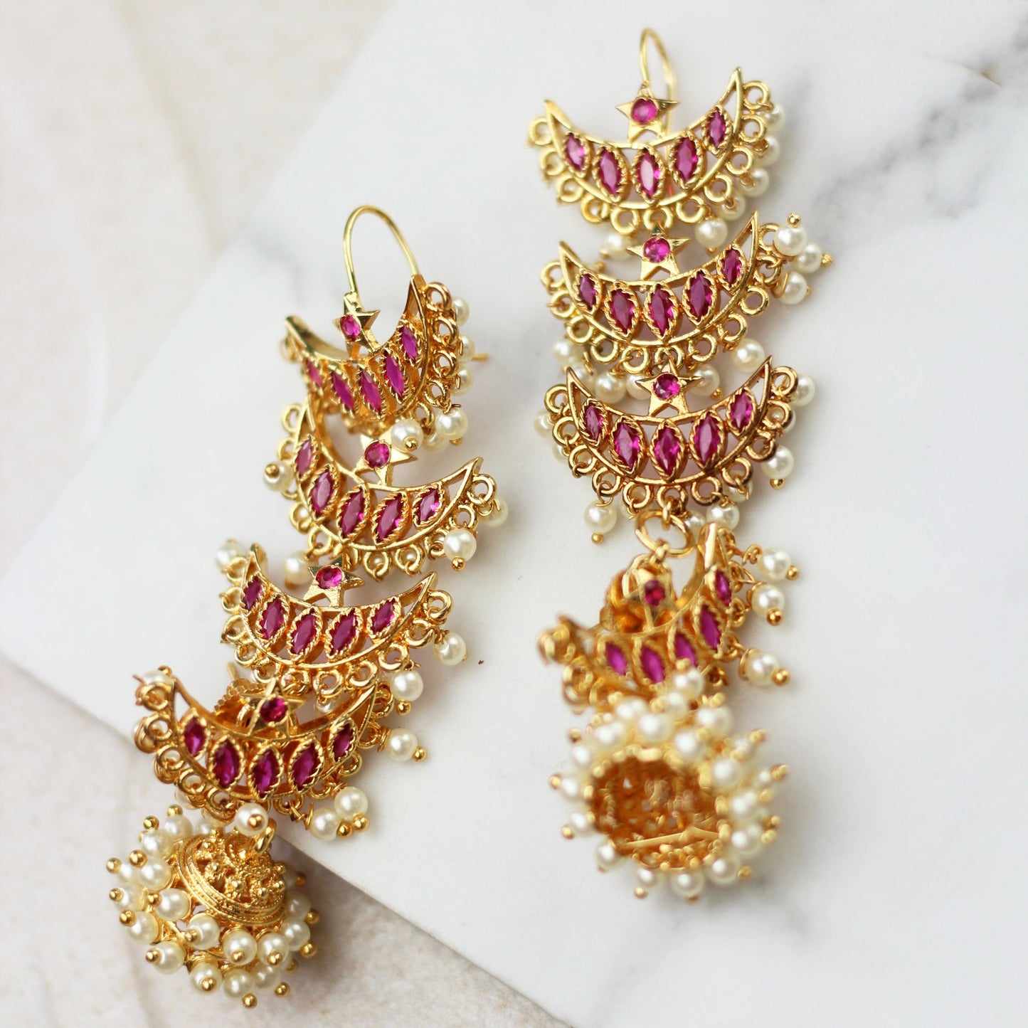 Ruby Detacheable Long Jhumke Earring