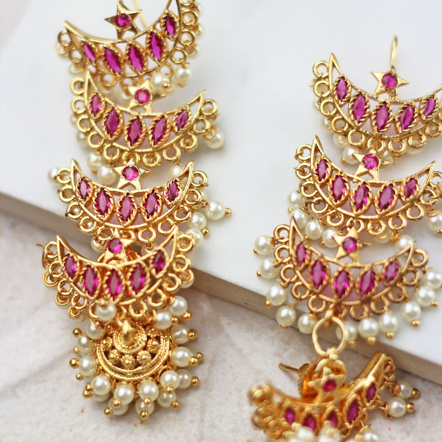 Ruby Detacheable Long Jhumke Earring