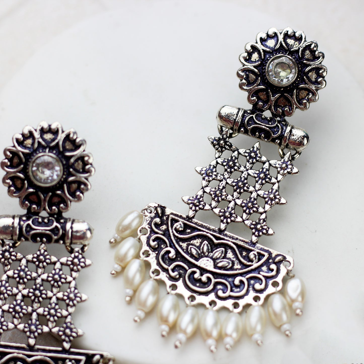 Tribal Pearl Drop Earring