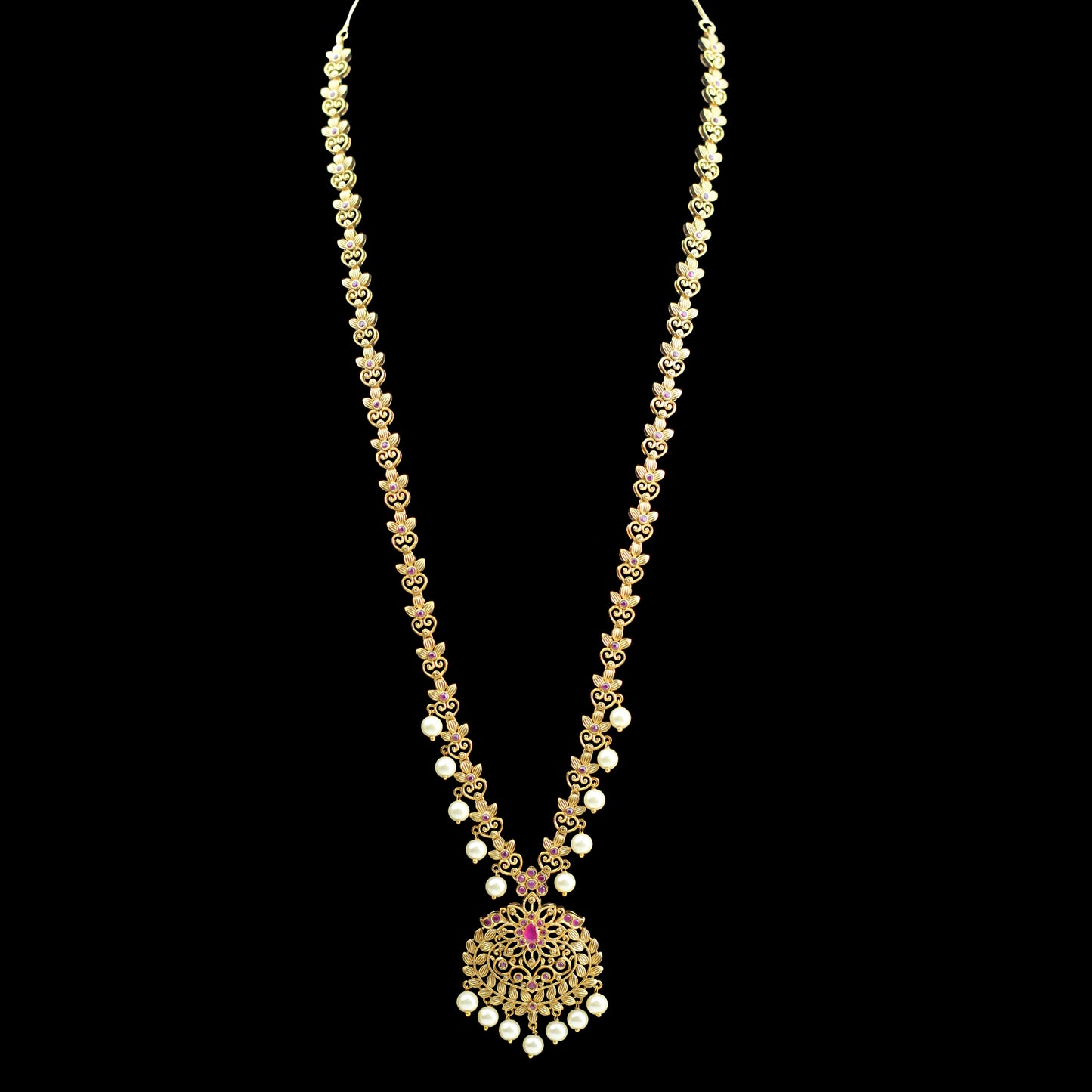 Statement Flower Ruby Long Mala