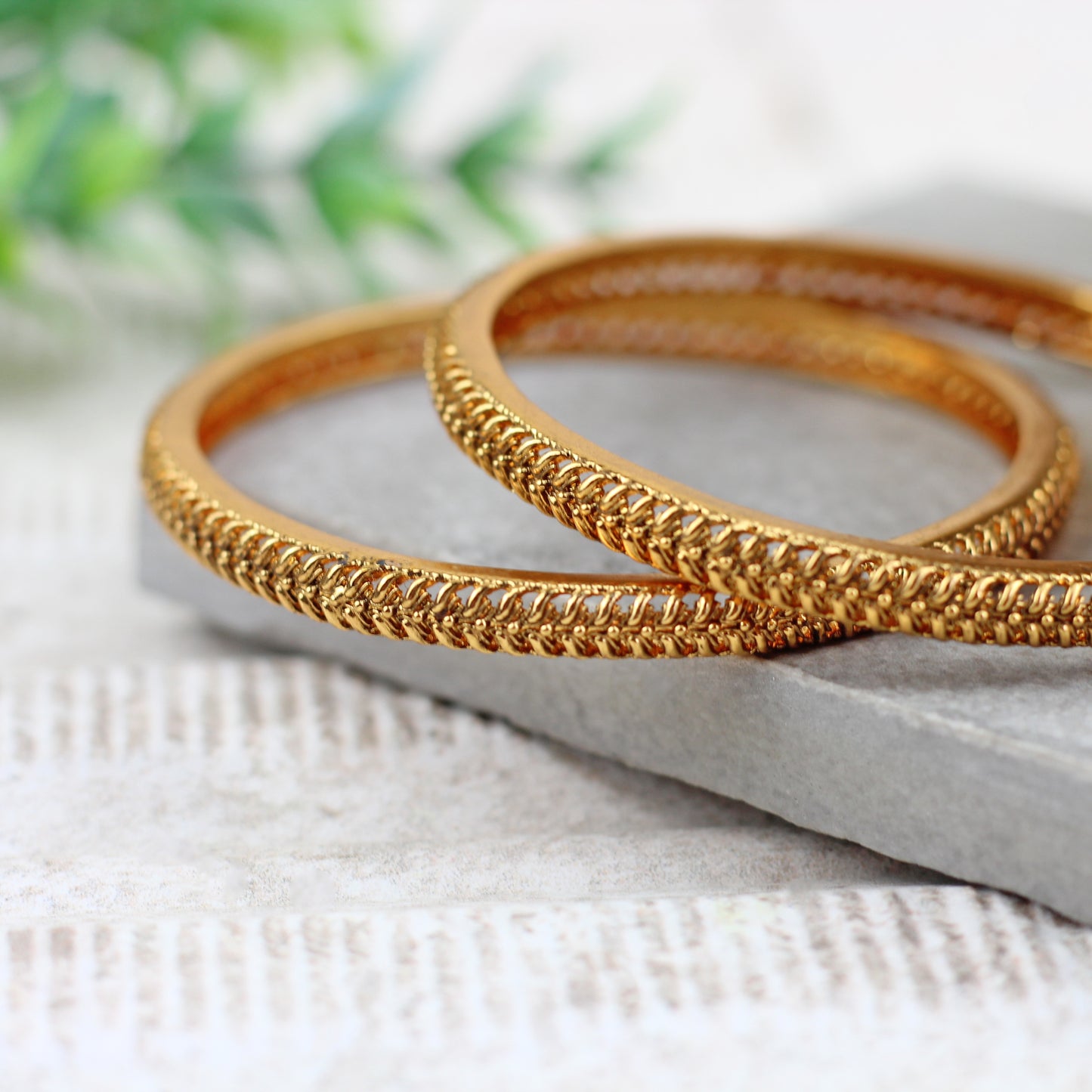 Gold Traditional Bangle Pair I Choorian