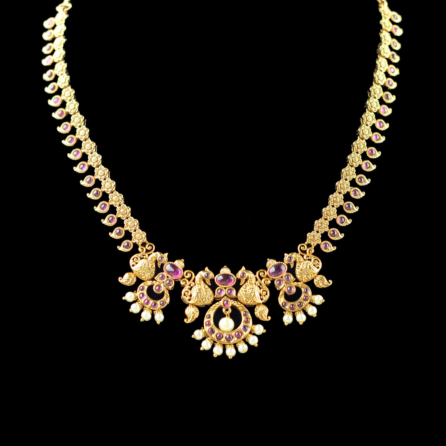 Peacock Ruby Antique Necklace