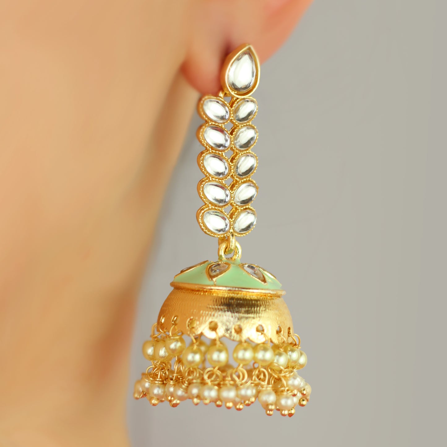 Mint Drop Jhumke I Earring - Rabal