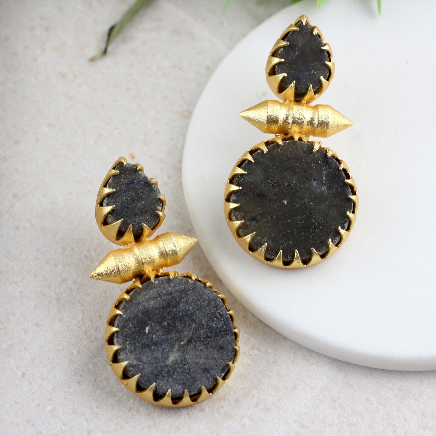 Black Statement Stone Earring