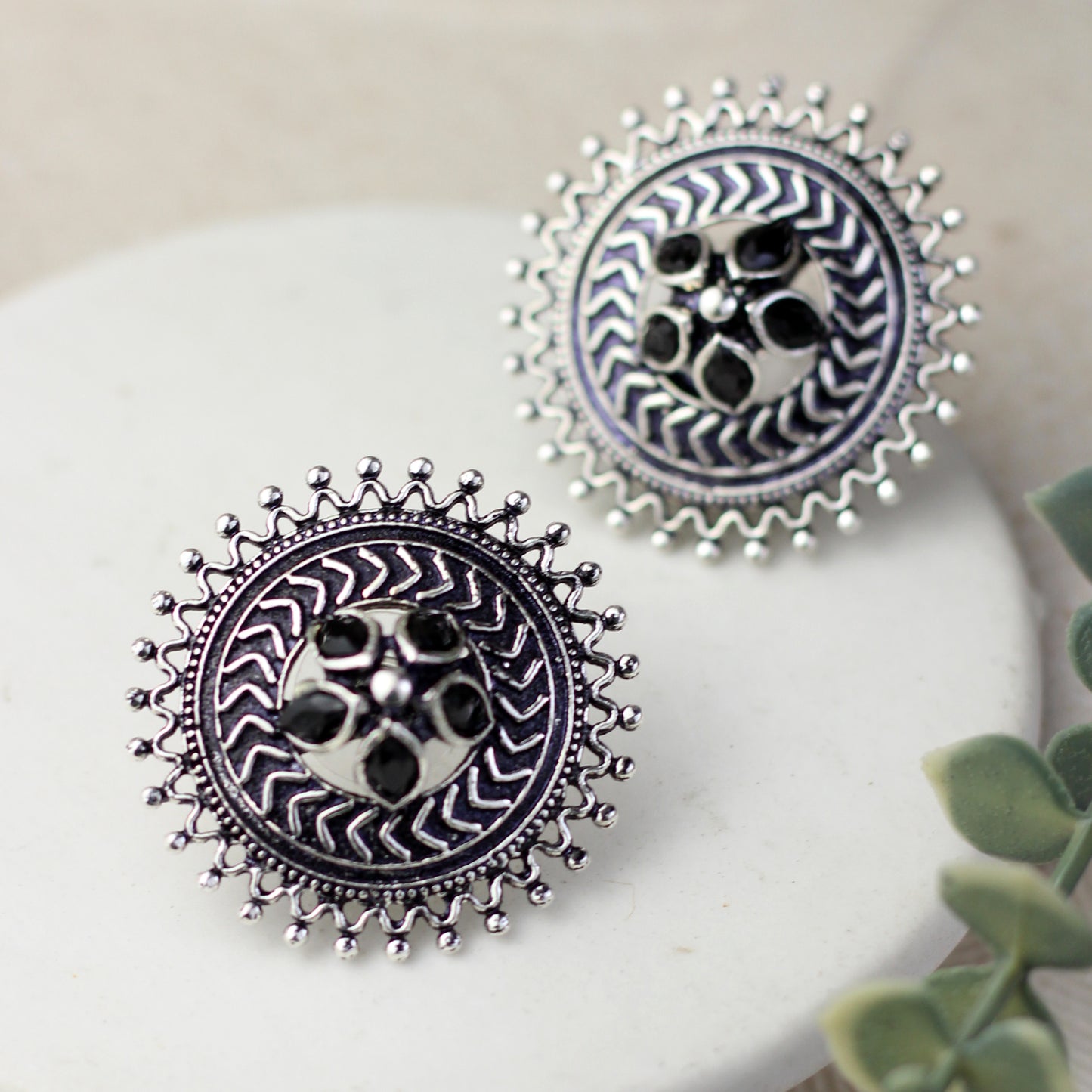 Tribal Black Stud Earring