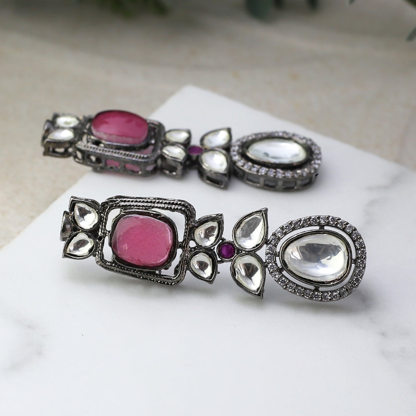 Statement Kundan Pink Drop Earring