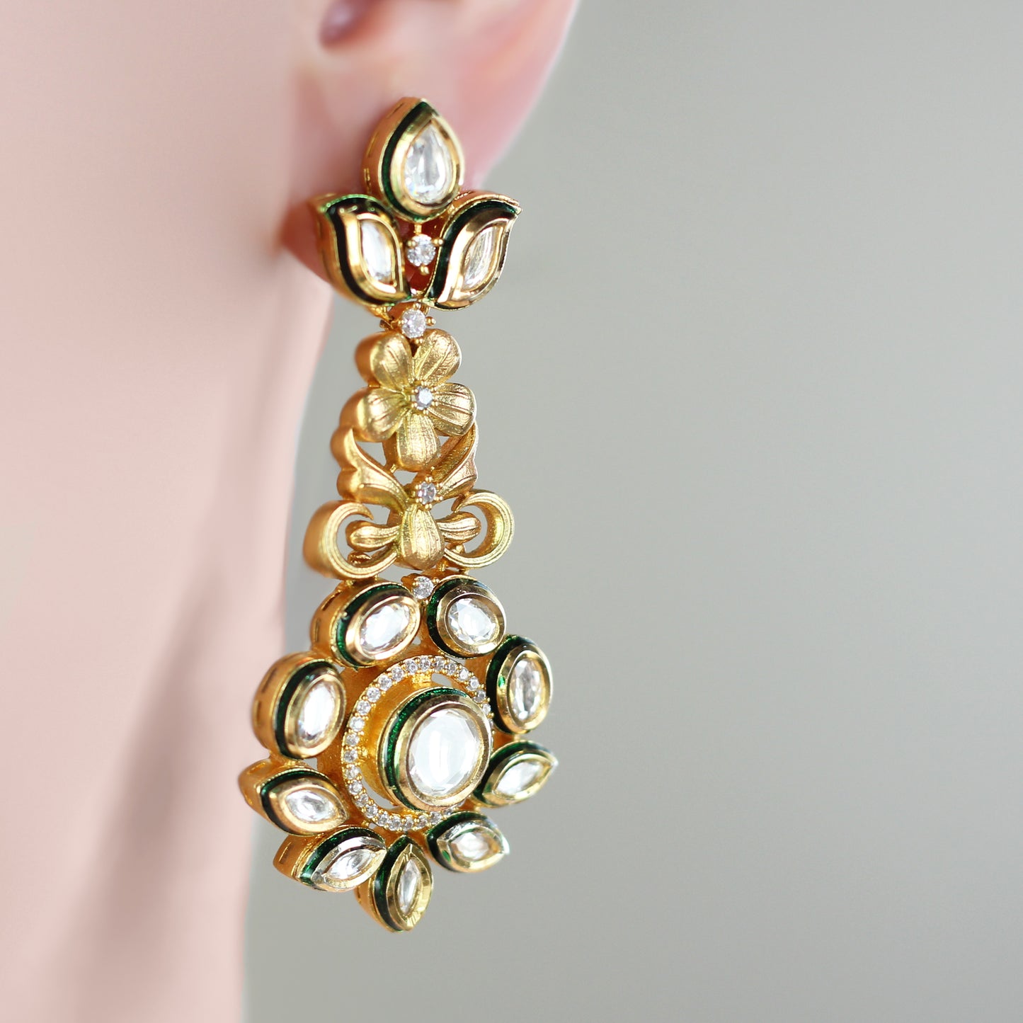Statement Kundan Drop Earring