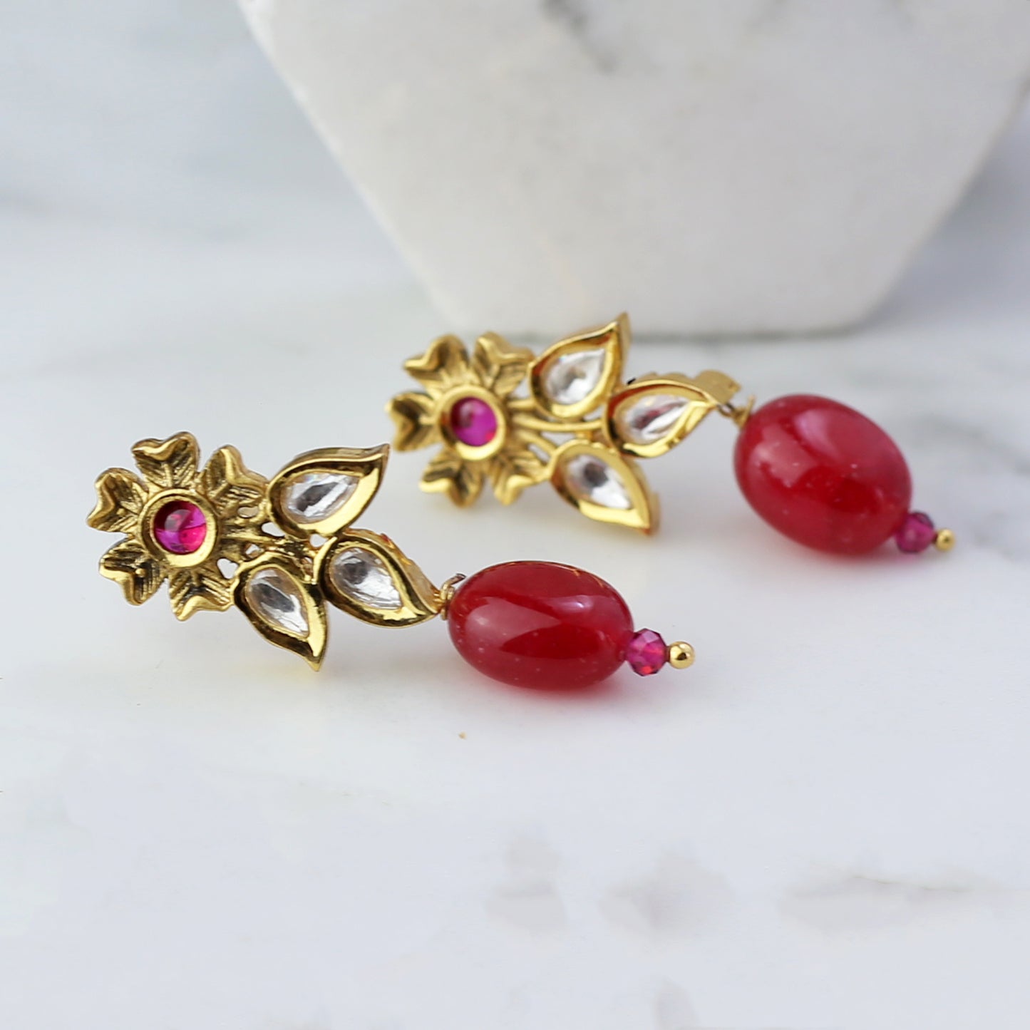 Flower Red Drop Earring