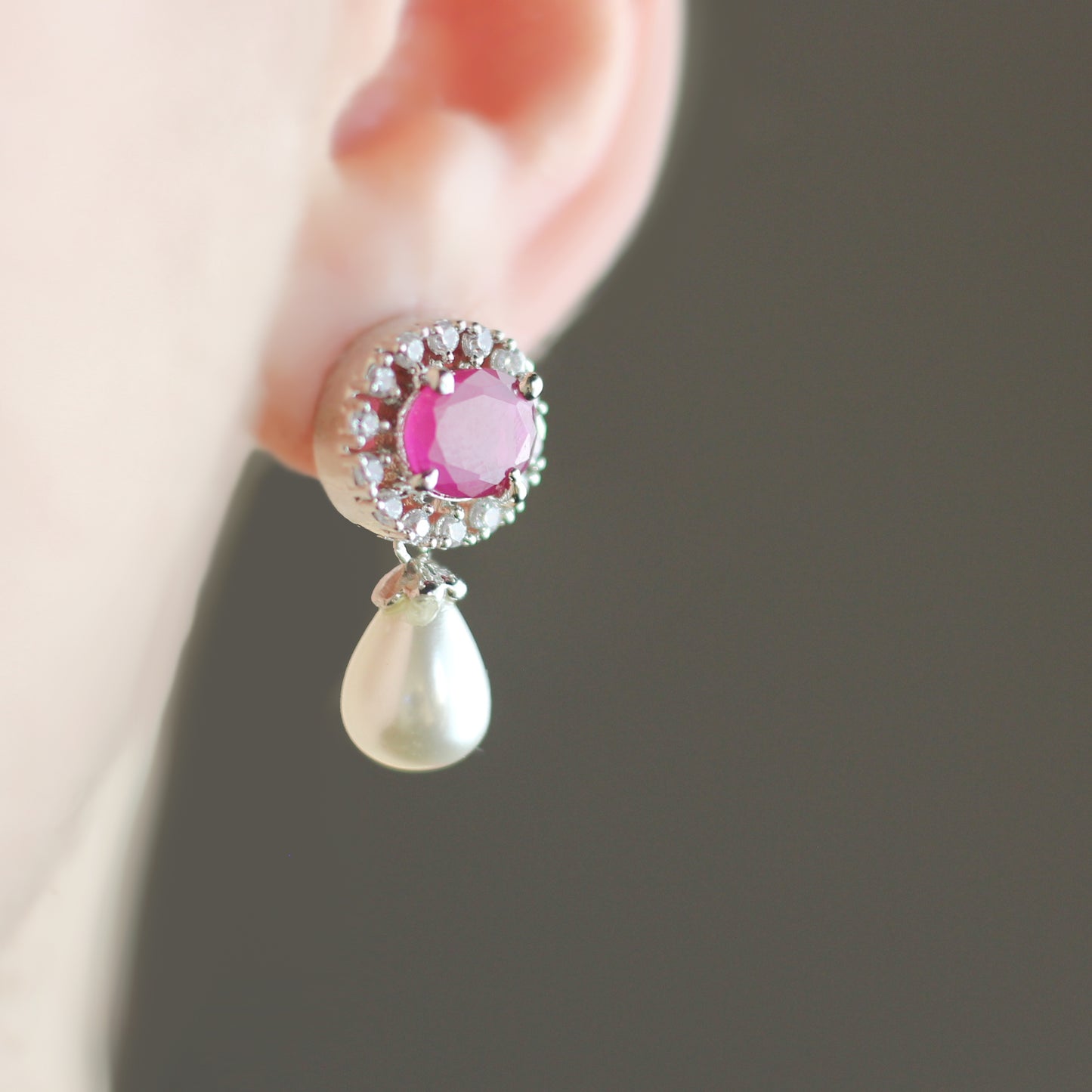 Ruby Pearl Stud Earring