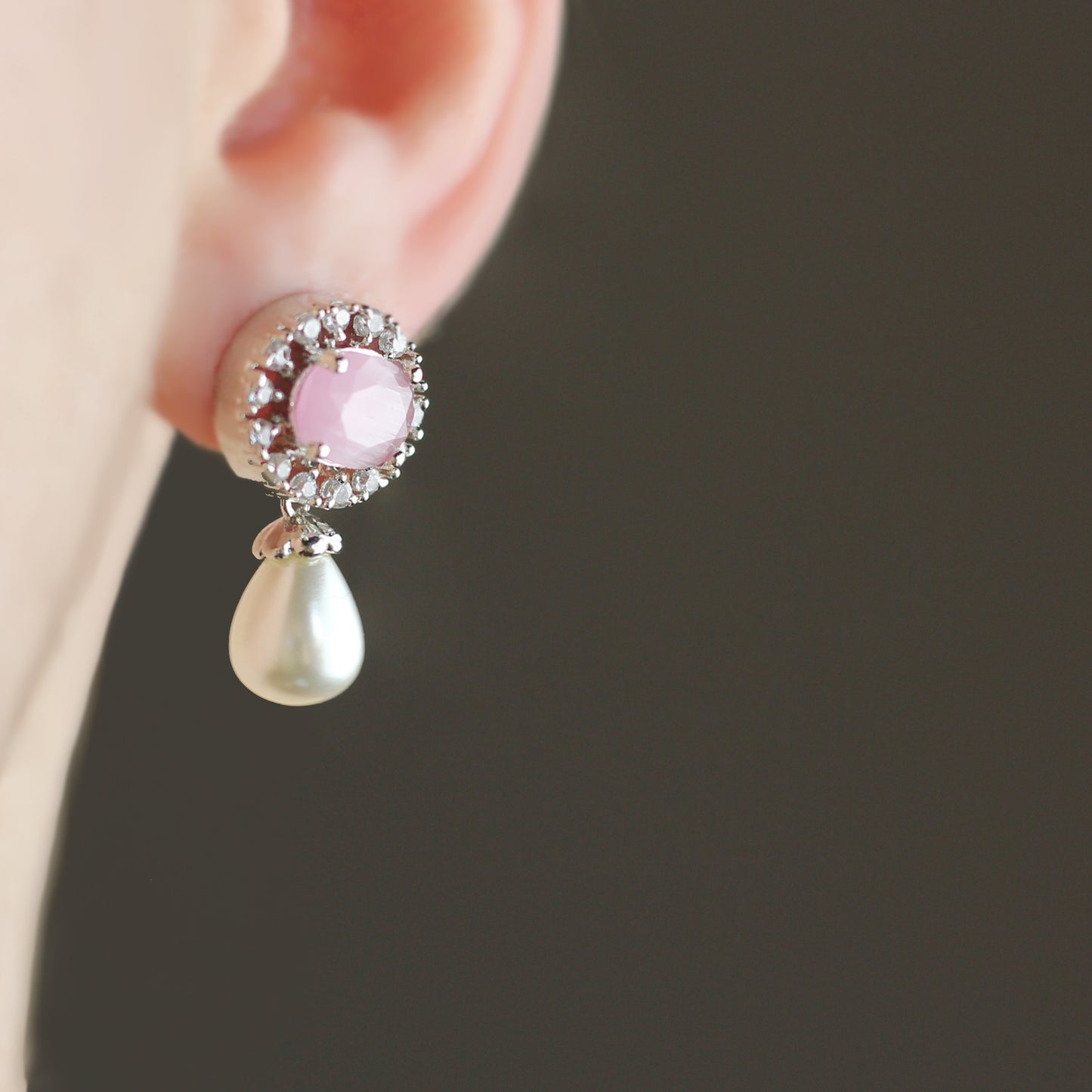 Pink Pearl Stud Earring