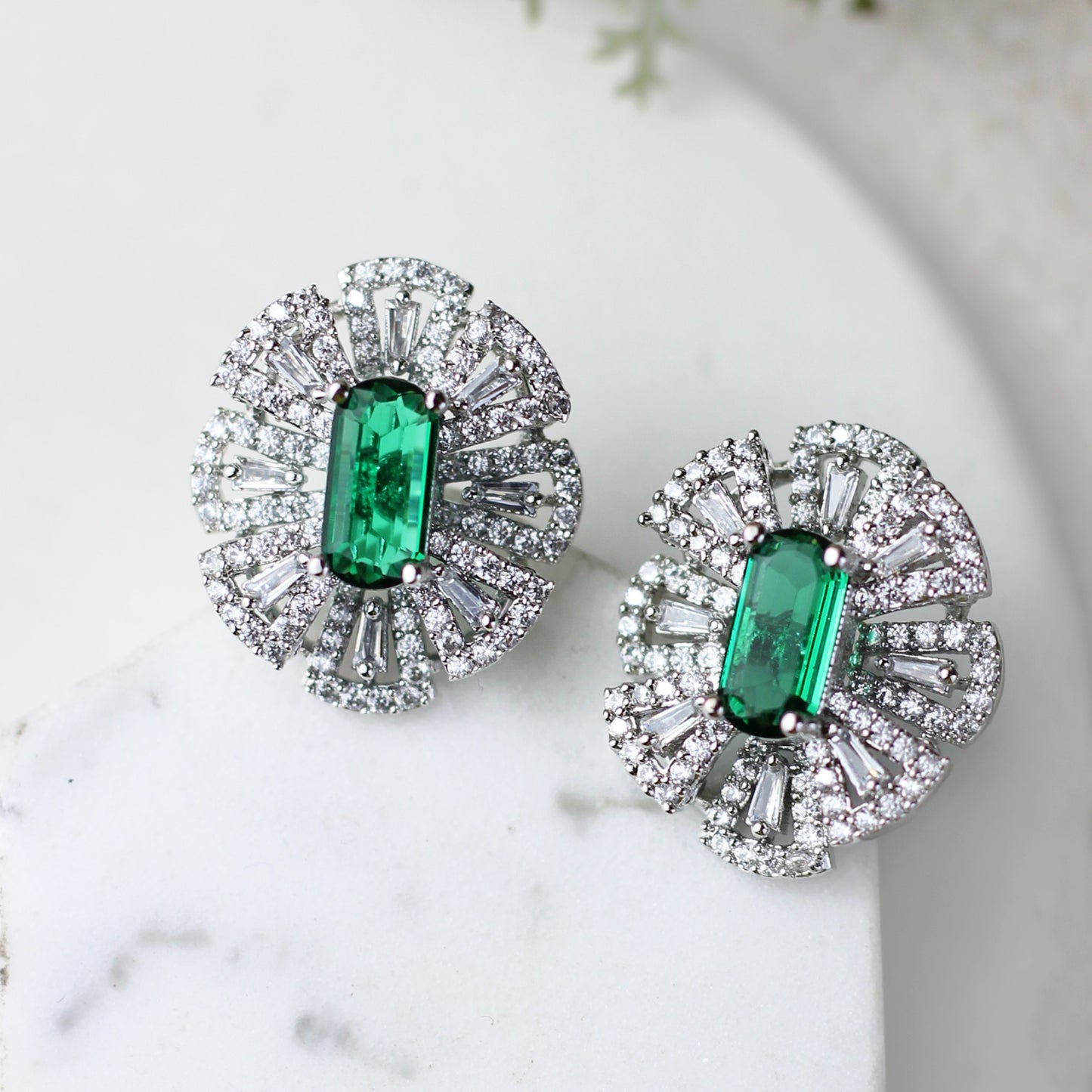 Green Statement Zircon Stud Earring